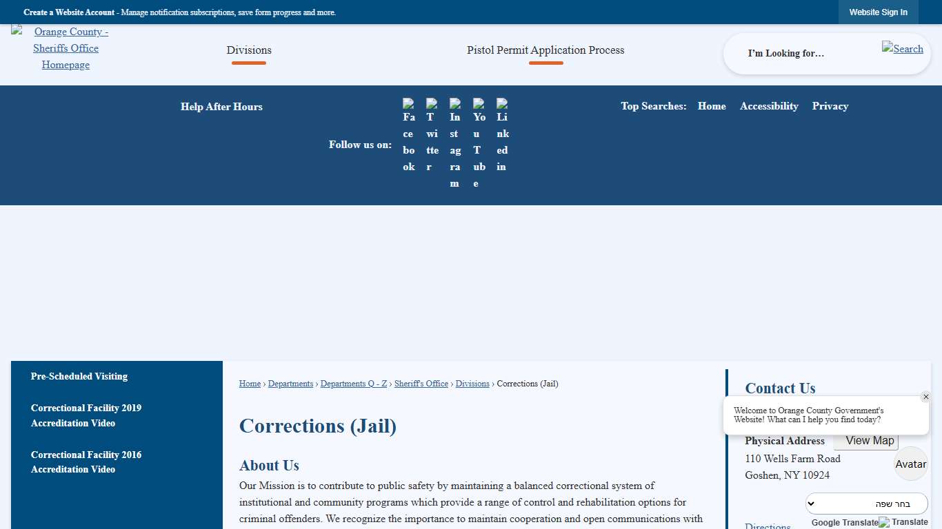 Corrections (Jail) | Orange County, NY