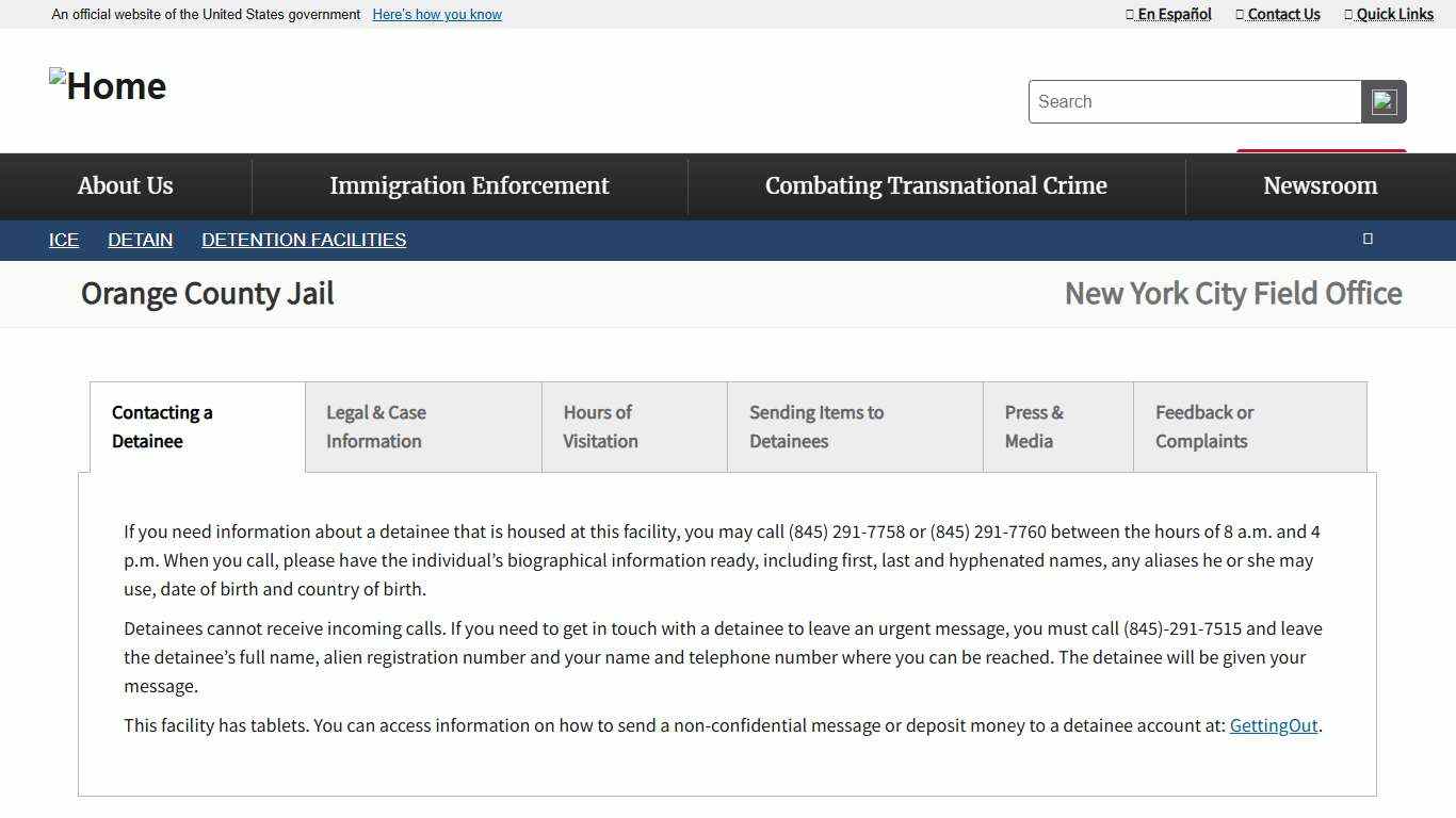 Orange County Jail | ICE